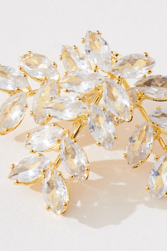 August + Delilah Kayla Earrings In Gold Diamante - front single
