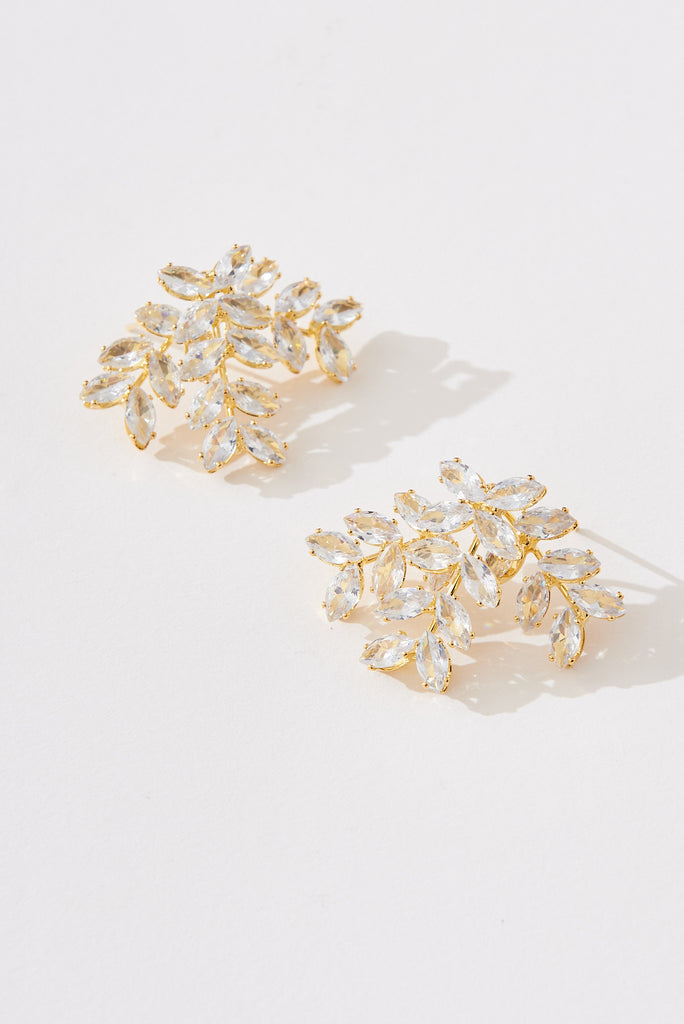August + Delilah Kayla Earrings In Gold Diamante - front