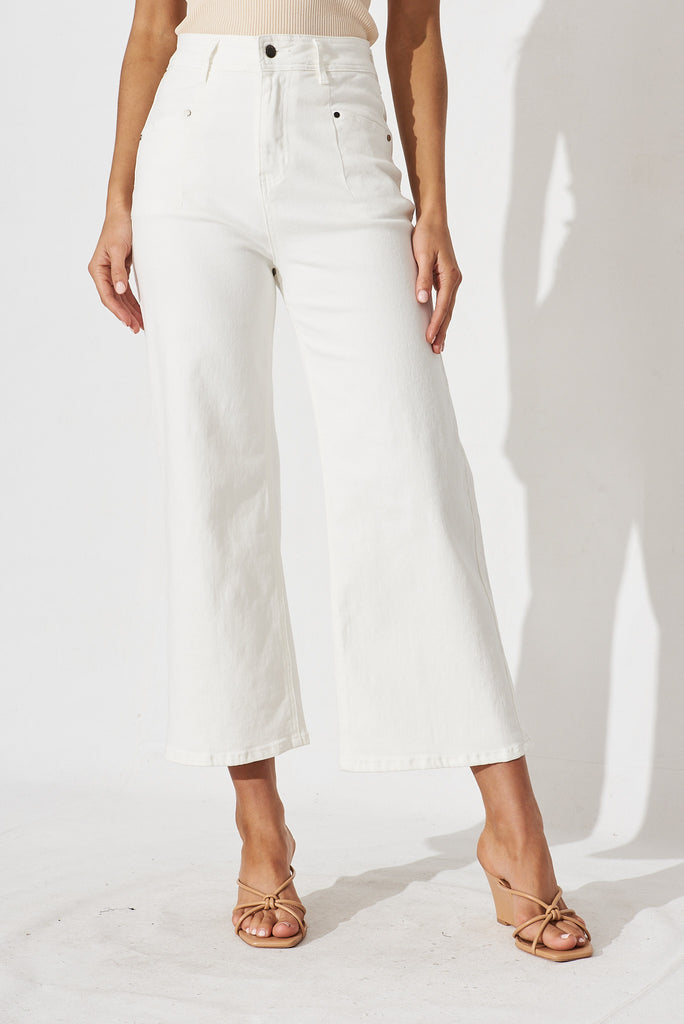 Sensations Stretch Pants In White - front