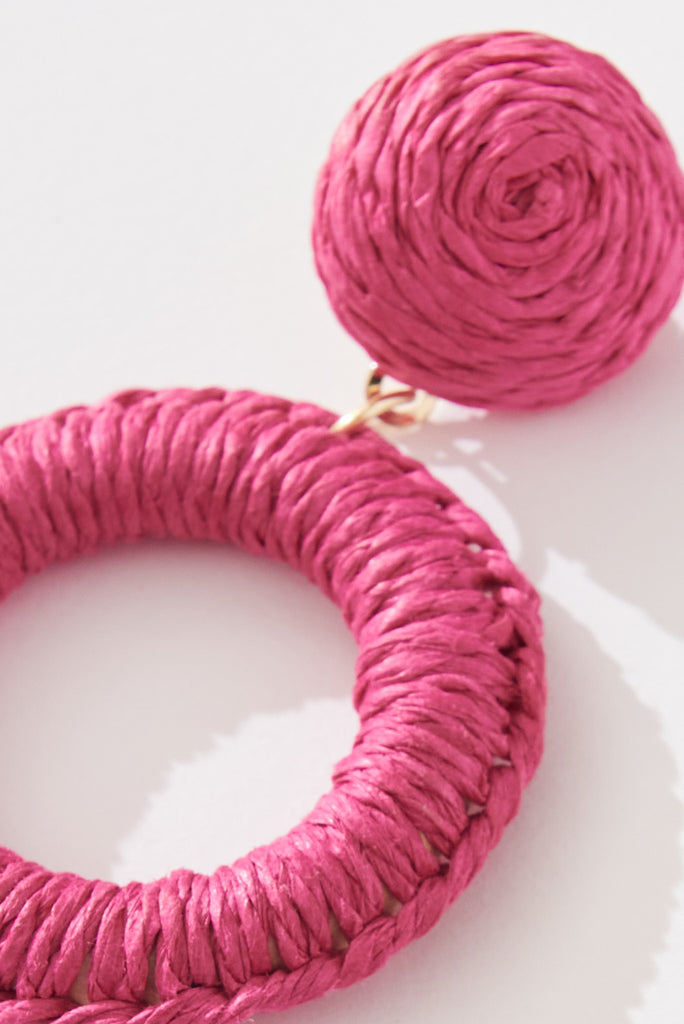 August + Delilah Lalla Drop Earrings In Pink Rattan - detail
