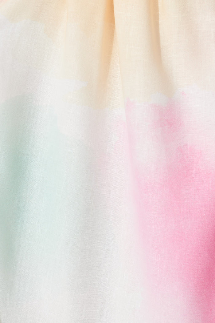 Teagan Dress In White With Multi Watercolour - fabric