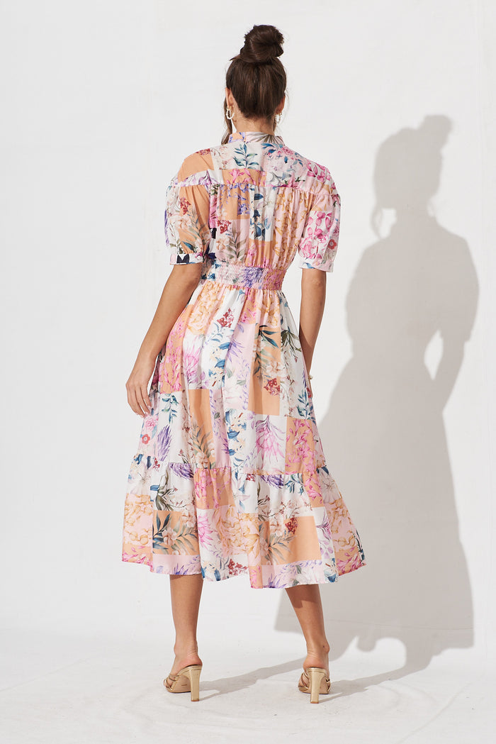 Lynette Midi Dress In Rust Patch Floral – St Frock