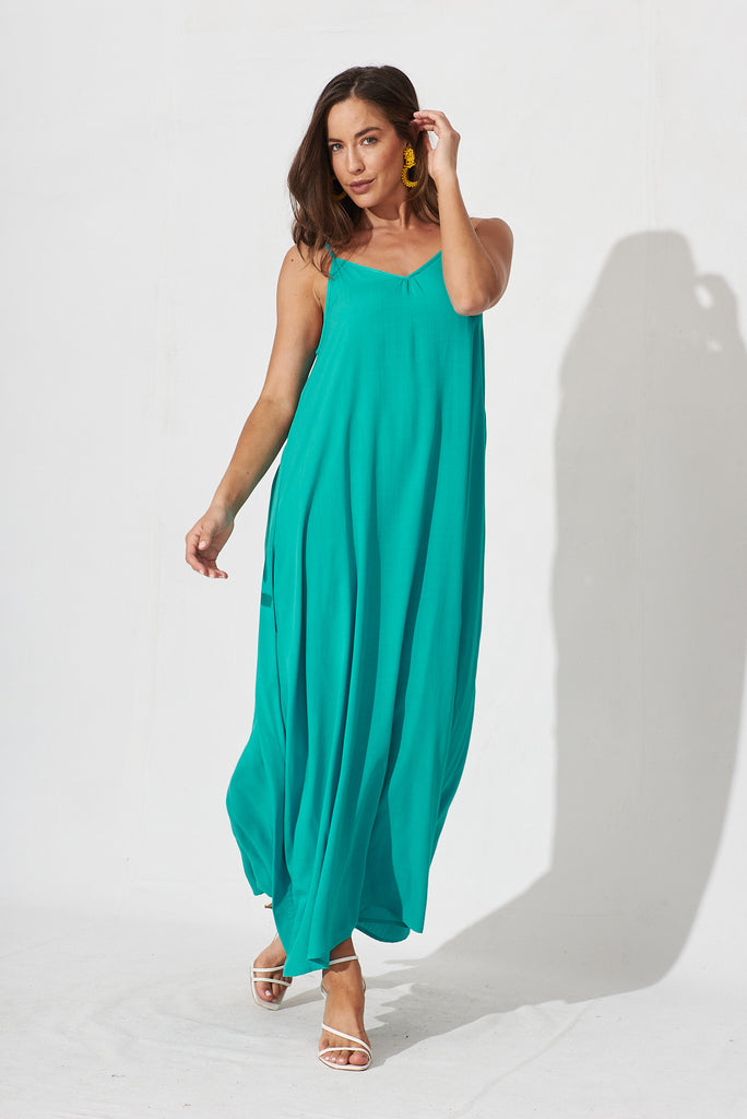 No Scrubs Maxi Dress In Turquoise - full length