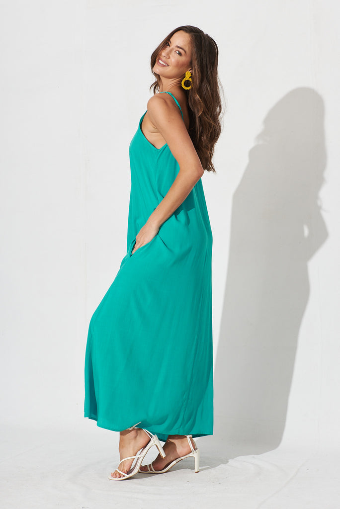 No Scrubs Maxi Dress In Turquoise - side