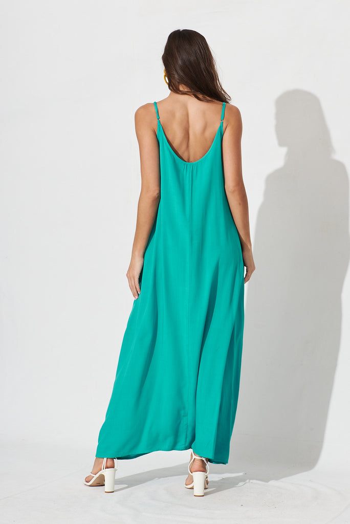 No Scrubs Maxi Dress In Turquoise - back