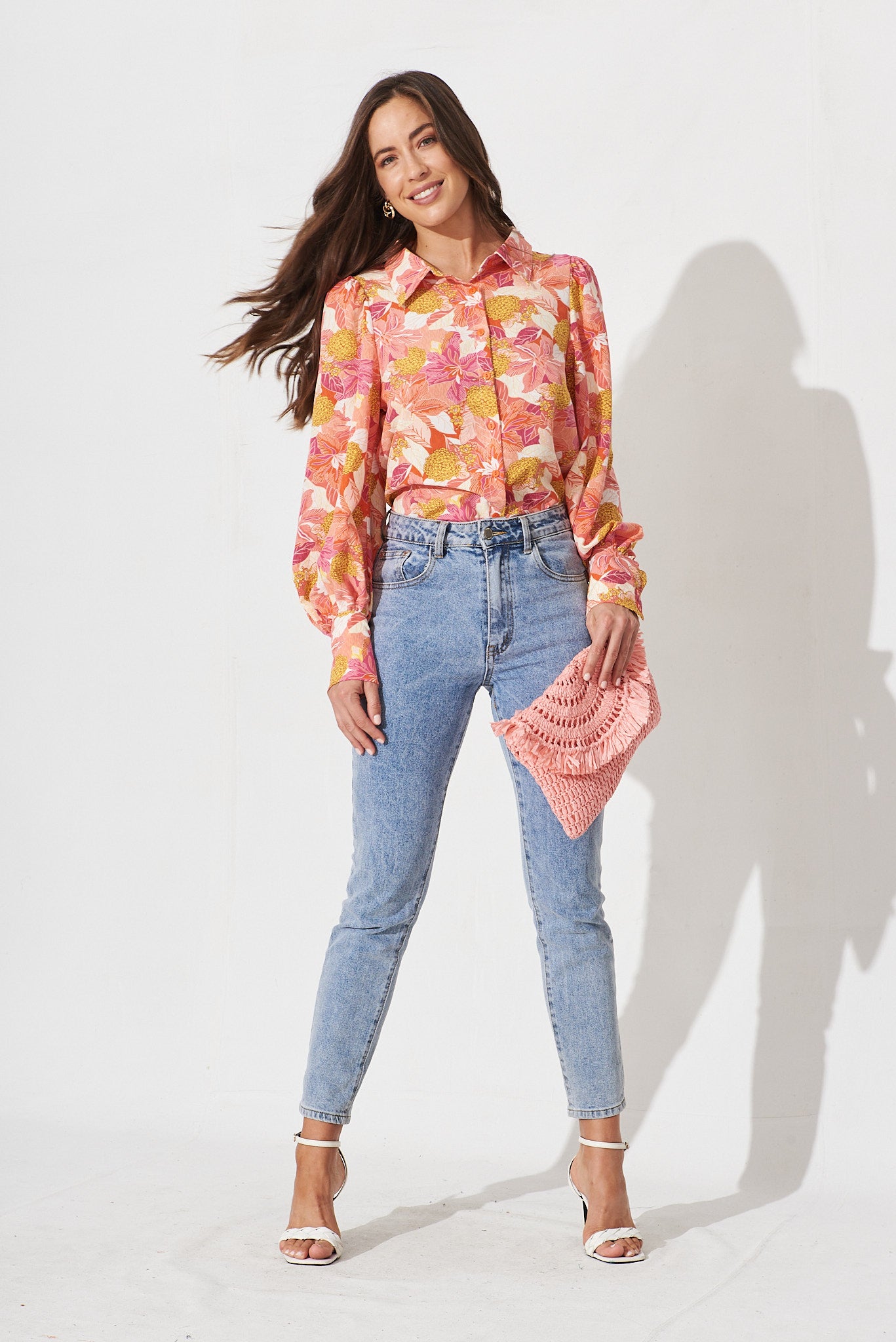 Jessie Shirt In Multi Floral - full length