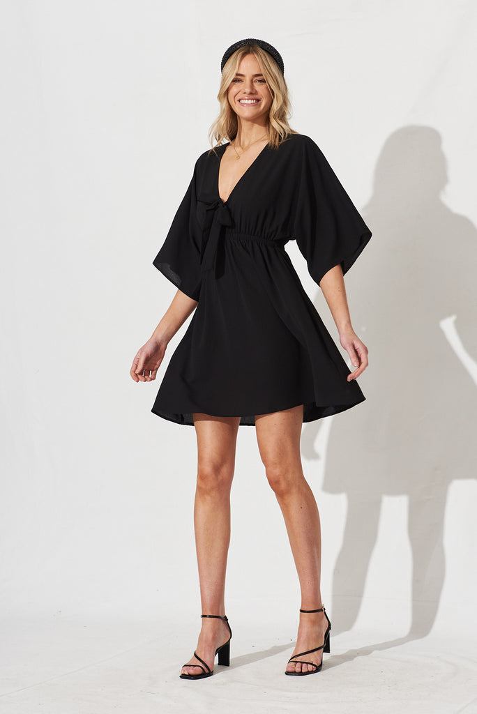 Ava Dress In Black Crepe - full length