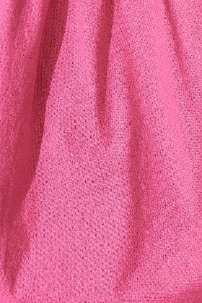 Amalie Midi Dress In Hot Pink Cotton - fabric