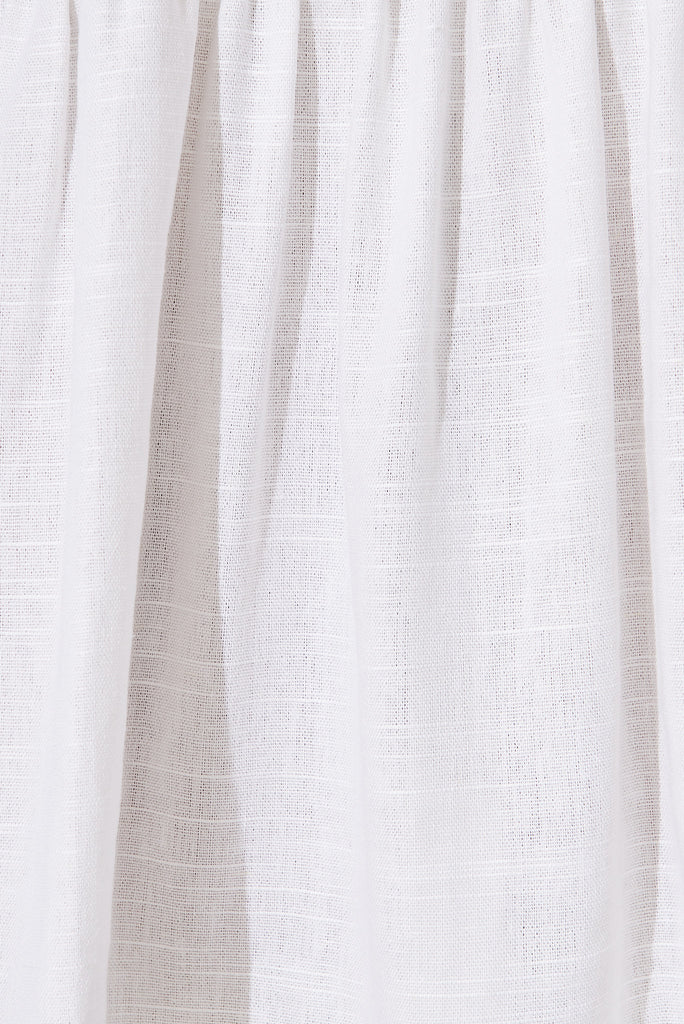 Freya Shirt Dress In White Linen Blend - fabric