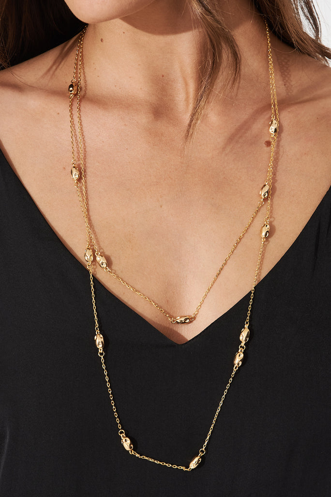 August + Delilah Jess Long Necklace In Gold - front close up