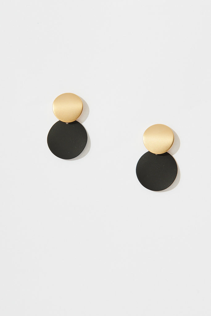 Gloria Earrings In Black With Gold
