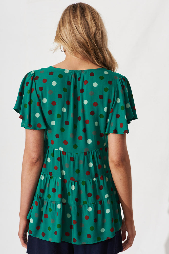 Brianly Top In Green With Red Dot - back