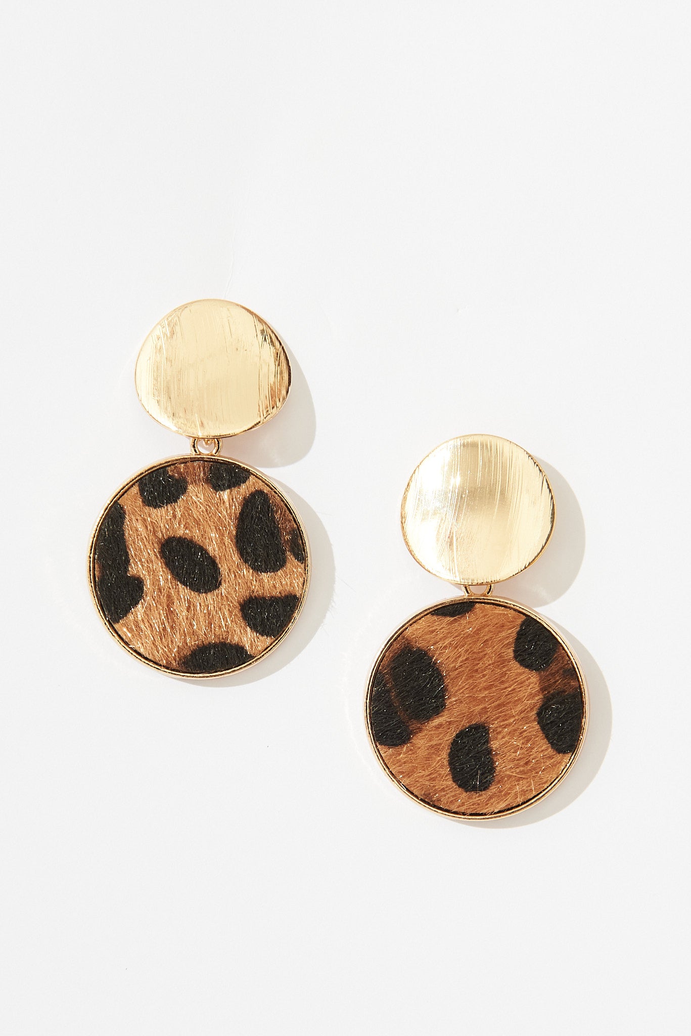 August + Delilah Giza Earrings In Brown Leopard Print - front
