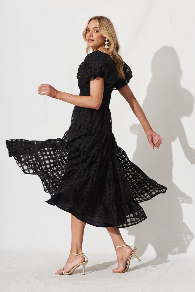 Kaitlyn Midi Dress In Black Organza - side