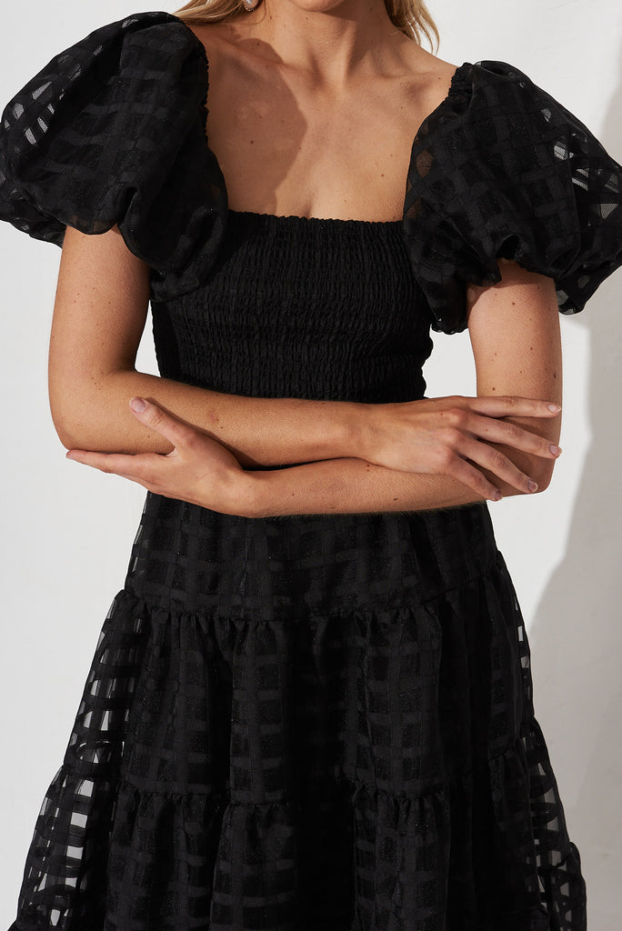 Kaitlyn Midi Dress In Black Organza - detail