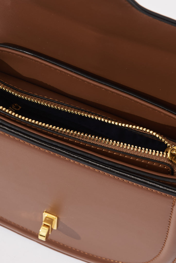 August + Delilah Chika Crossbody Bag In Tan - compartment detail