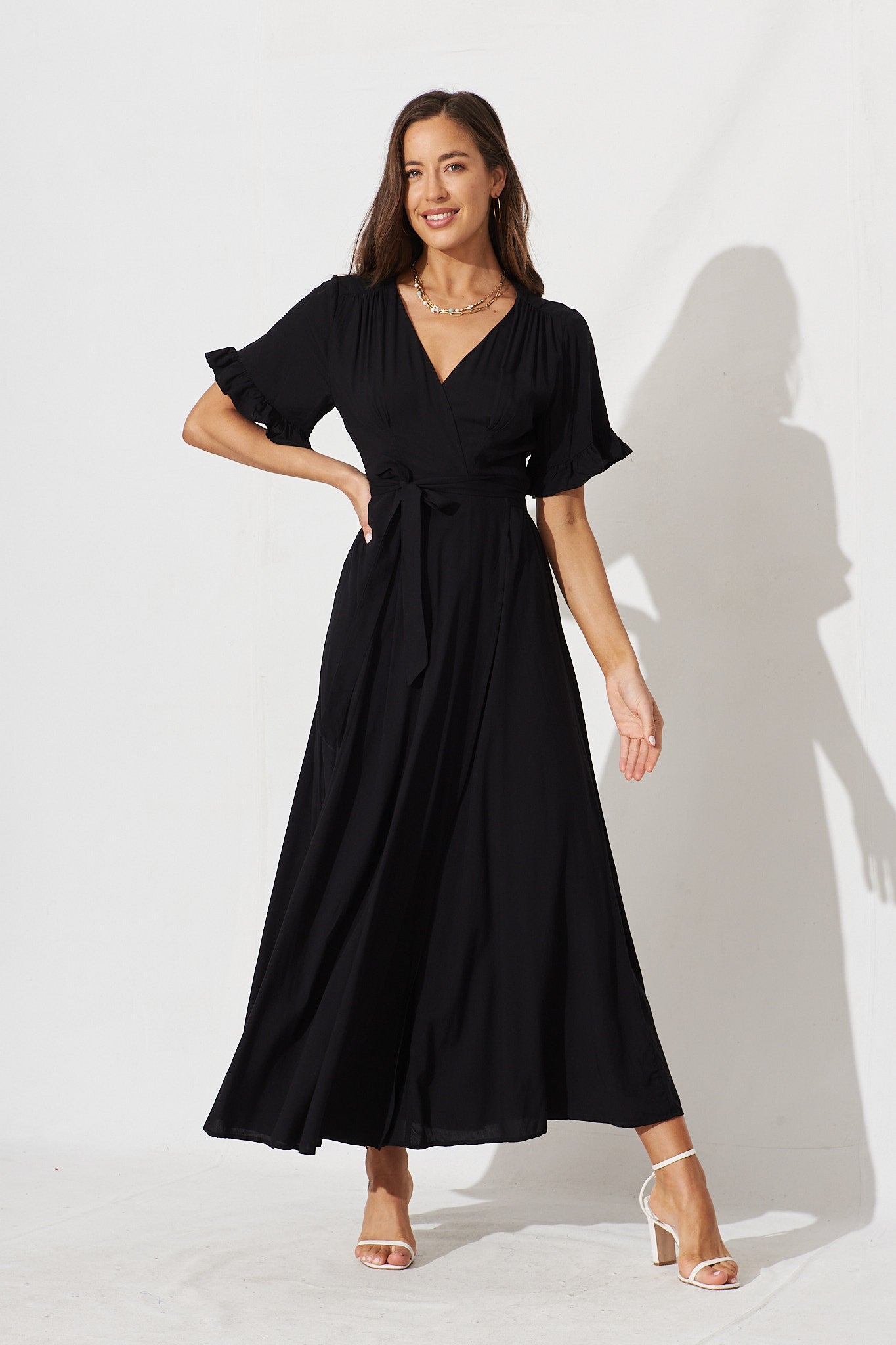 Rondal Maxi Wrap Dress In Black – St Frock
