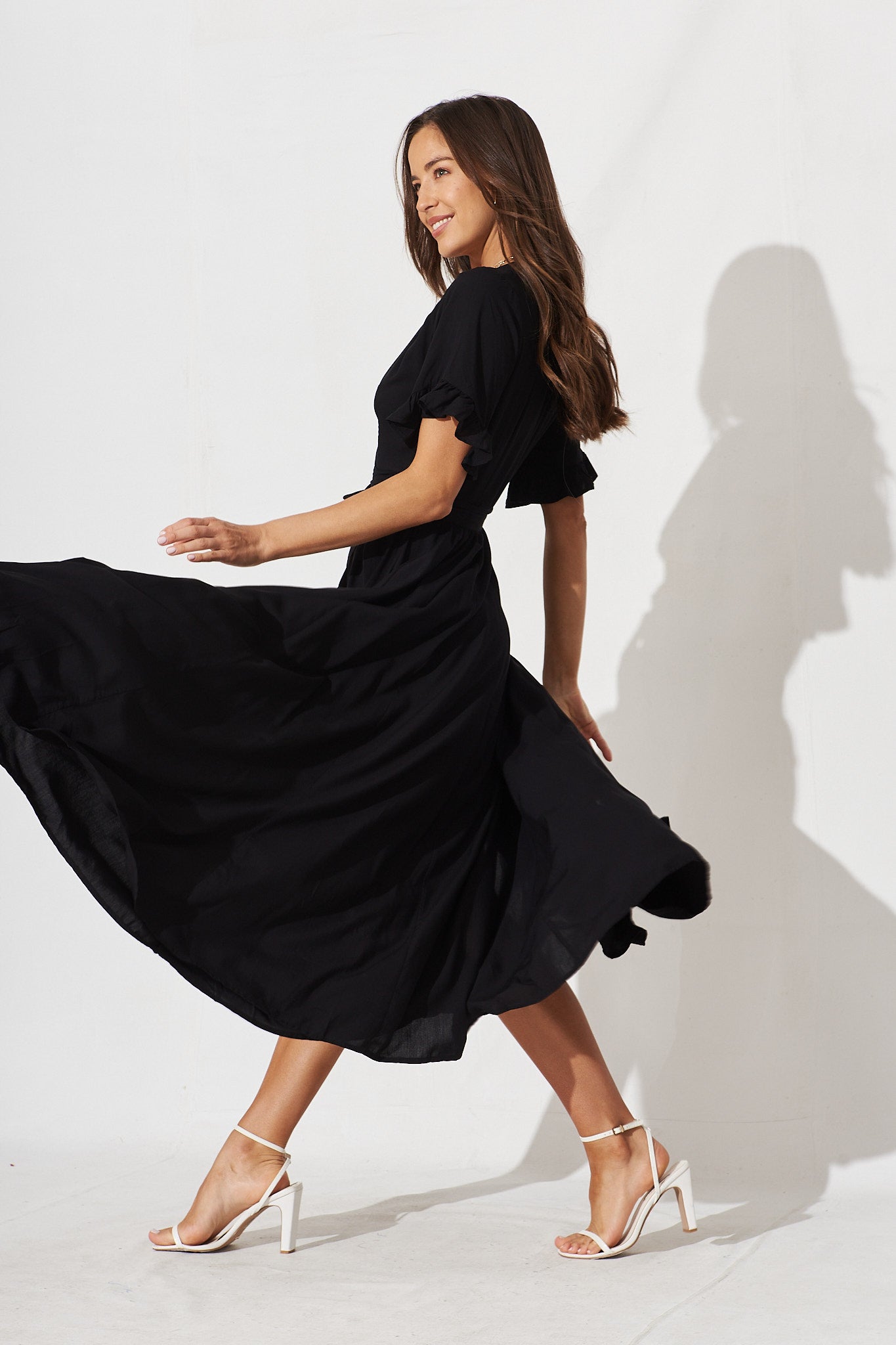 Rondal Maxi Wrap Dress In Black - side