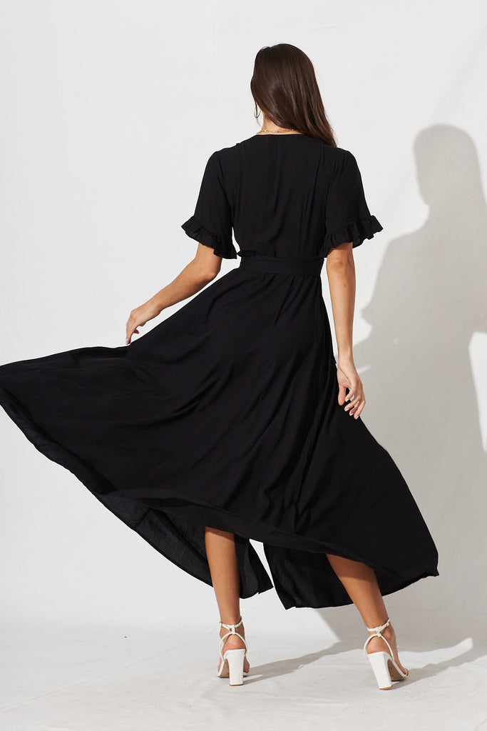 Rondal Maxi Wrap Dress In Black - back
