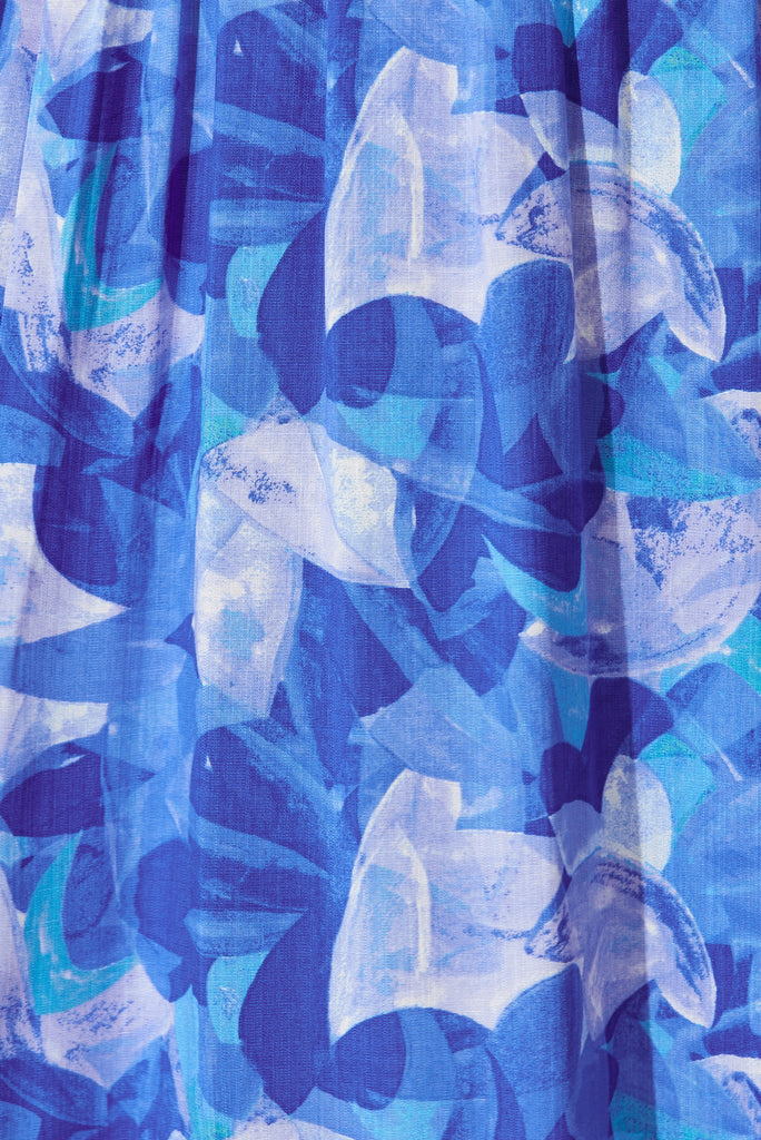 High Tea Skirt In Blue Geometric Floral - fabric