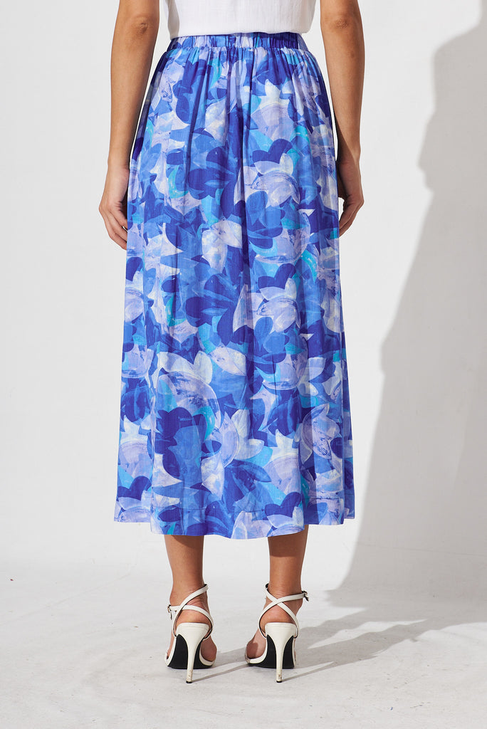 High Tea Skirt In Blue Geometric Floral - back