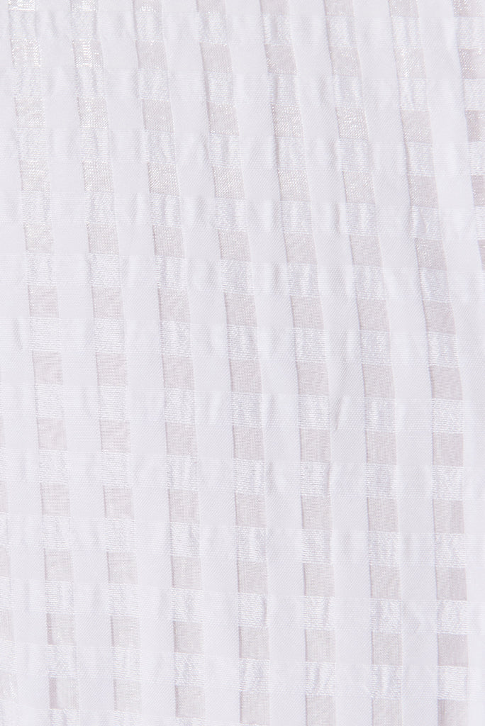 Destine Midi Dress In White Organza - fabric