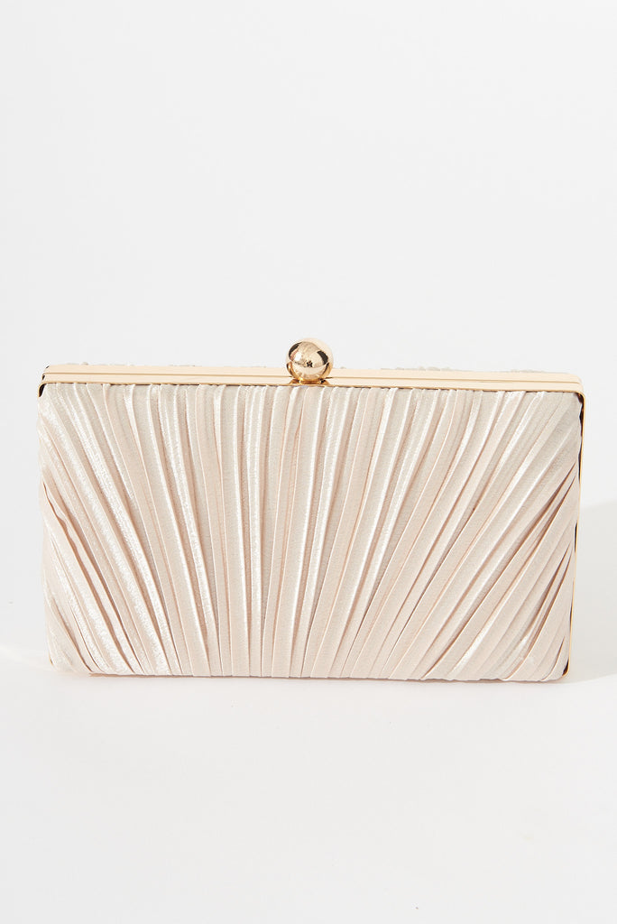 August + Delilah Amina Clutch Bag In Gold - front