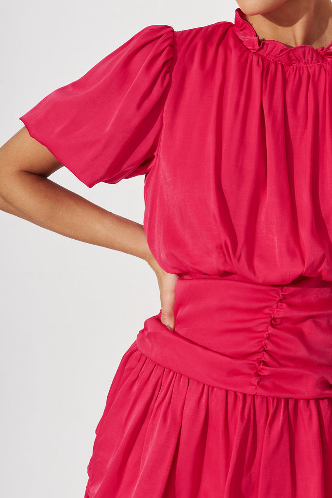 Alexiah Midi Dress In Hot Pink - detail