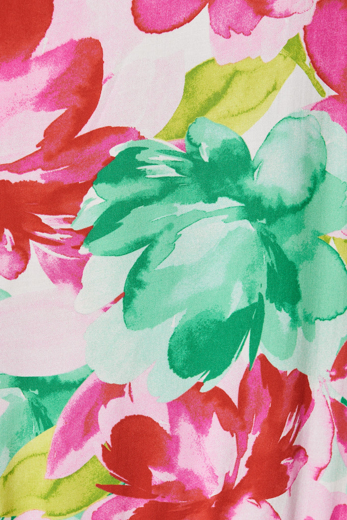 Raya Shift Dress In Pink With Green Floral - fabric