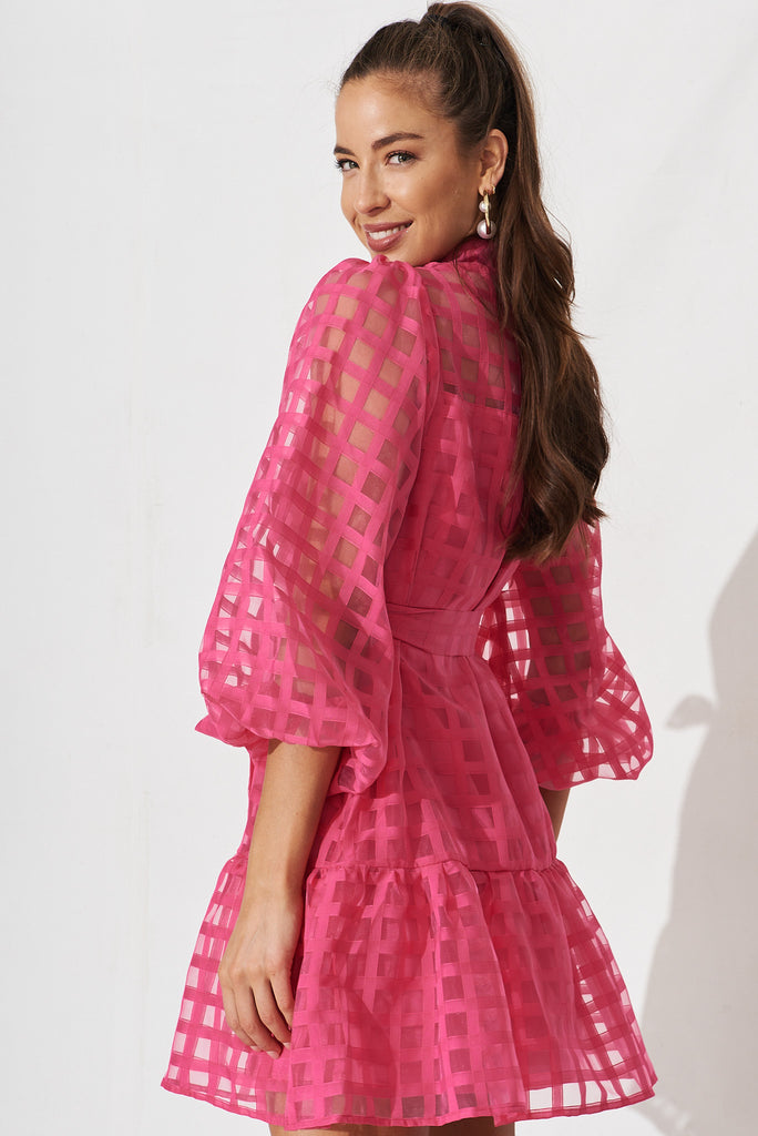 Giulia Shirt Dress In Hot Pink - side