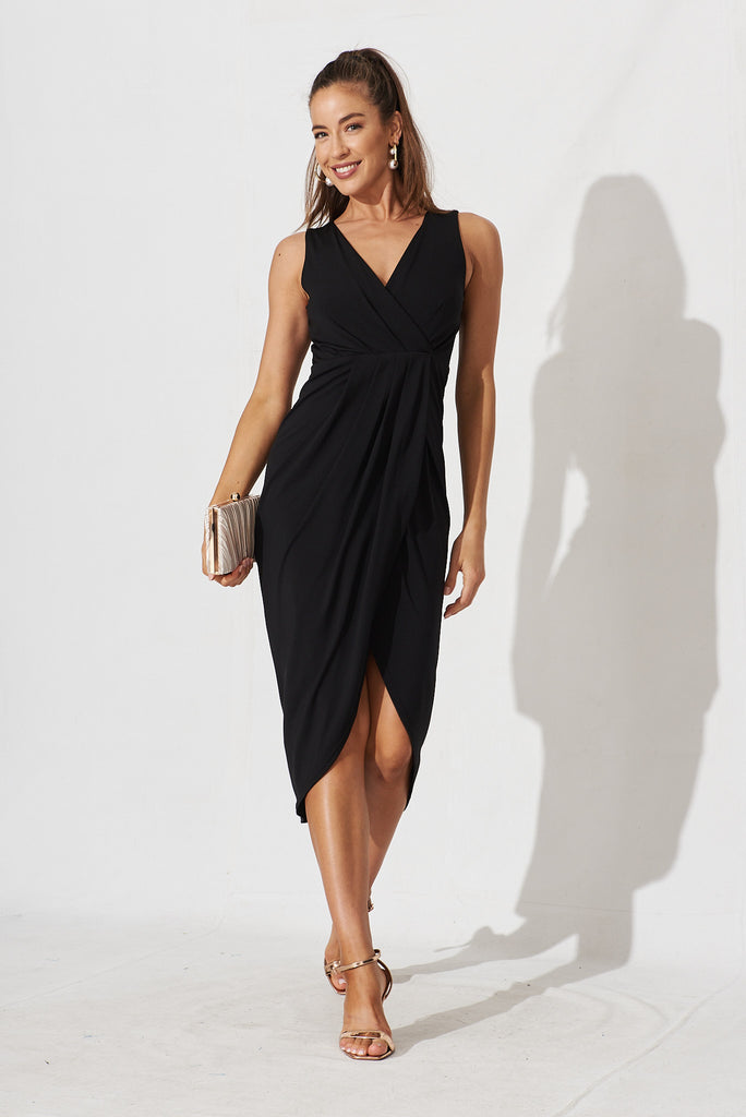 Amanda Midi Dress In Black - full length
