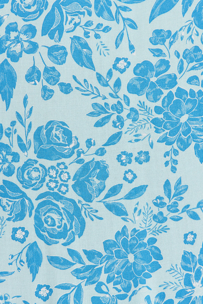 Geralda Midi Shirt Dress In Blue Floral - fabric