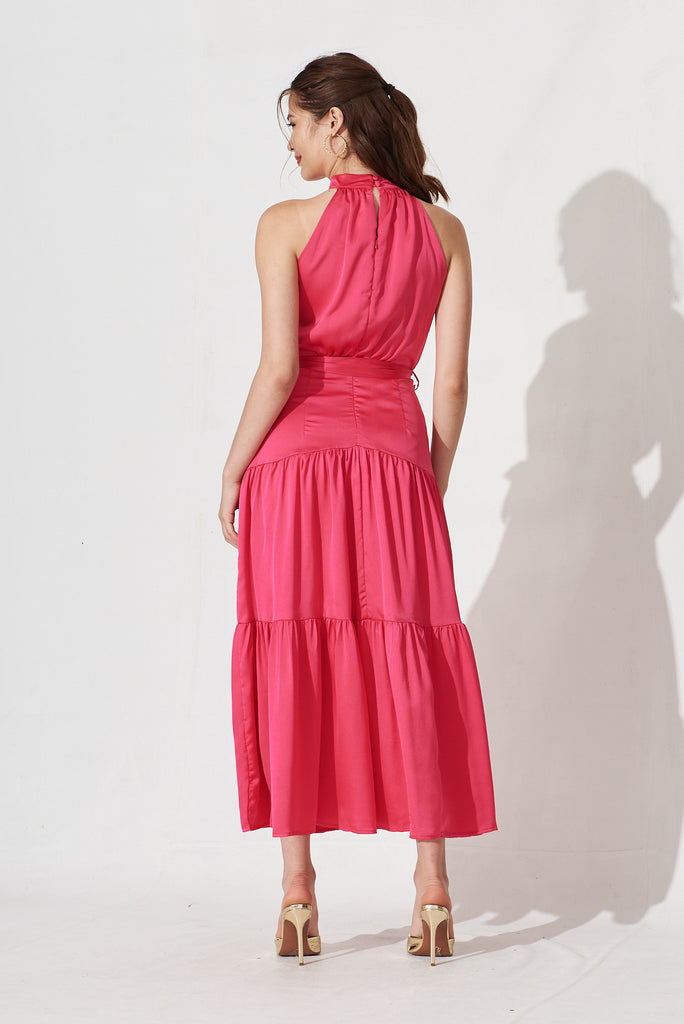 Bergamo Maxi Dress In Pink Satin - back