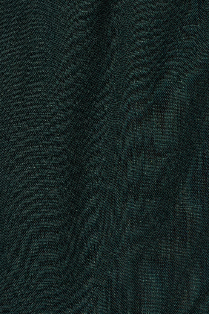 Pearsona Shirt Dress In Emerald Linen Blend - fabric