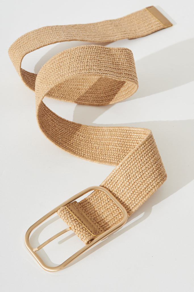 August + Delilah Tahnia Stretch Belt In Light Brown - front