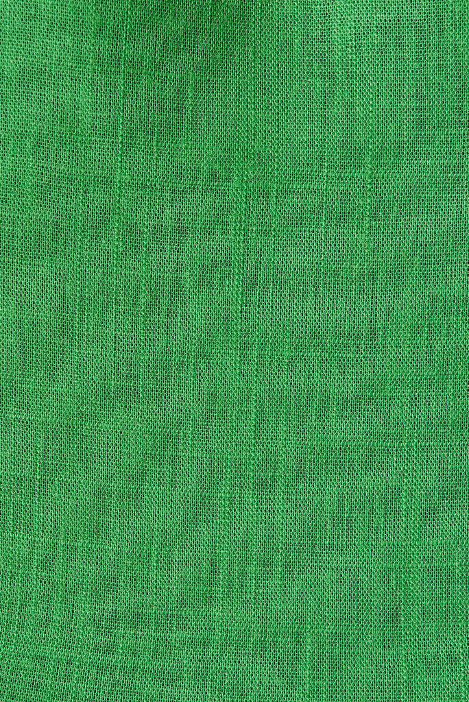 Leanne Top In Green Linen Blend - fabric