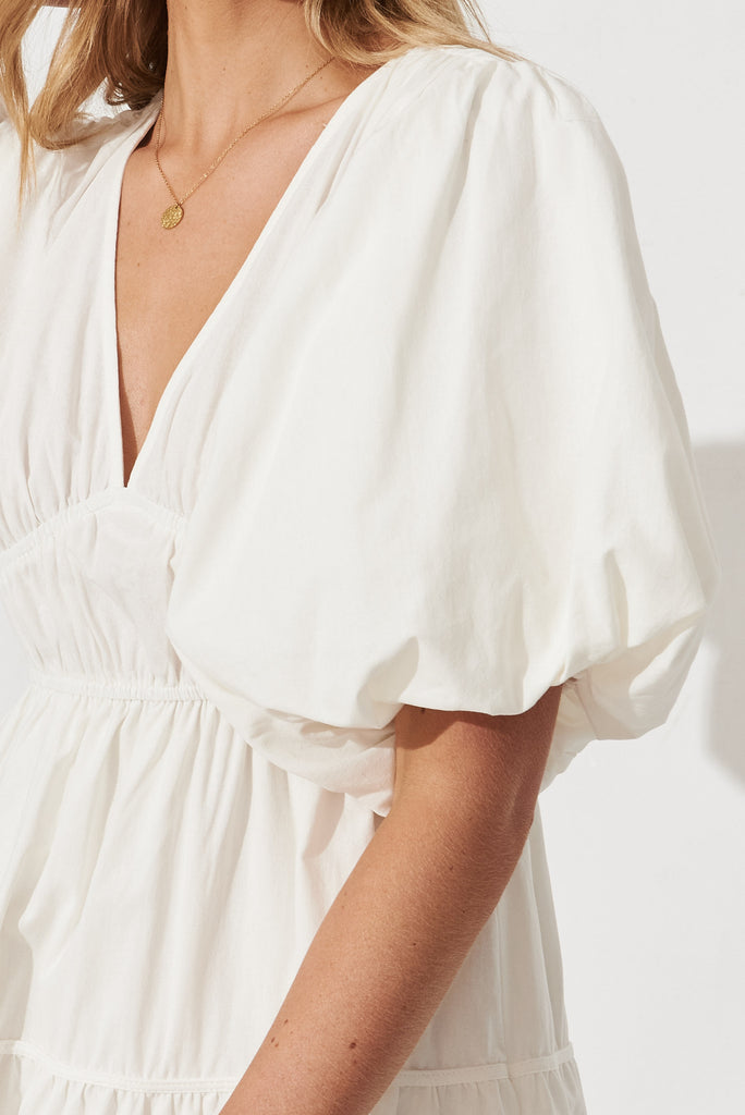 Amalie Midi Dress In White Cotton - detail