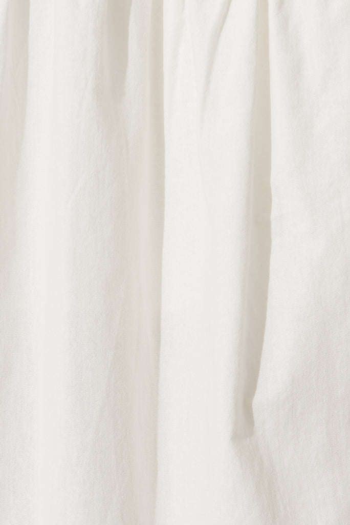 Amalie Midi Dress In White Cotton - fabric