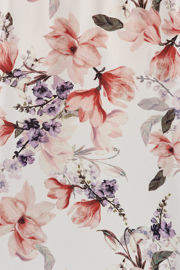 Windbreaker Top In Cream Floral - fabric