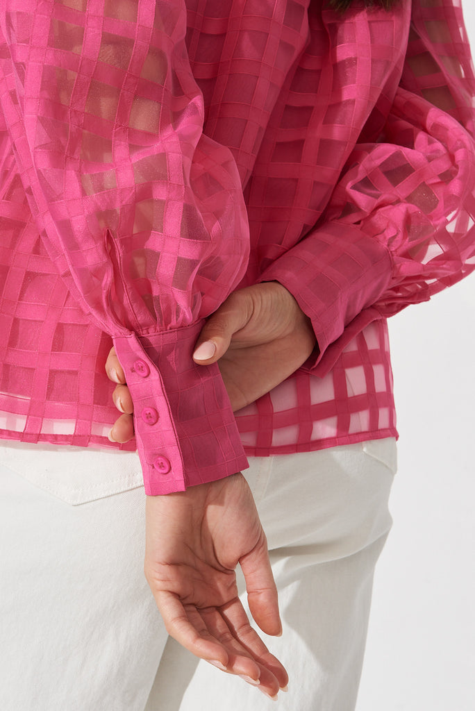 Giulana Shirt In Hot Pink Organza - detail