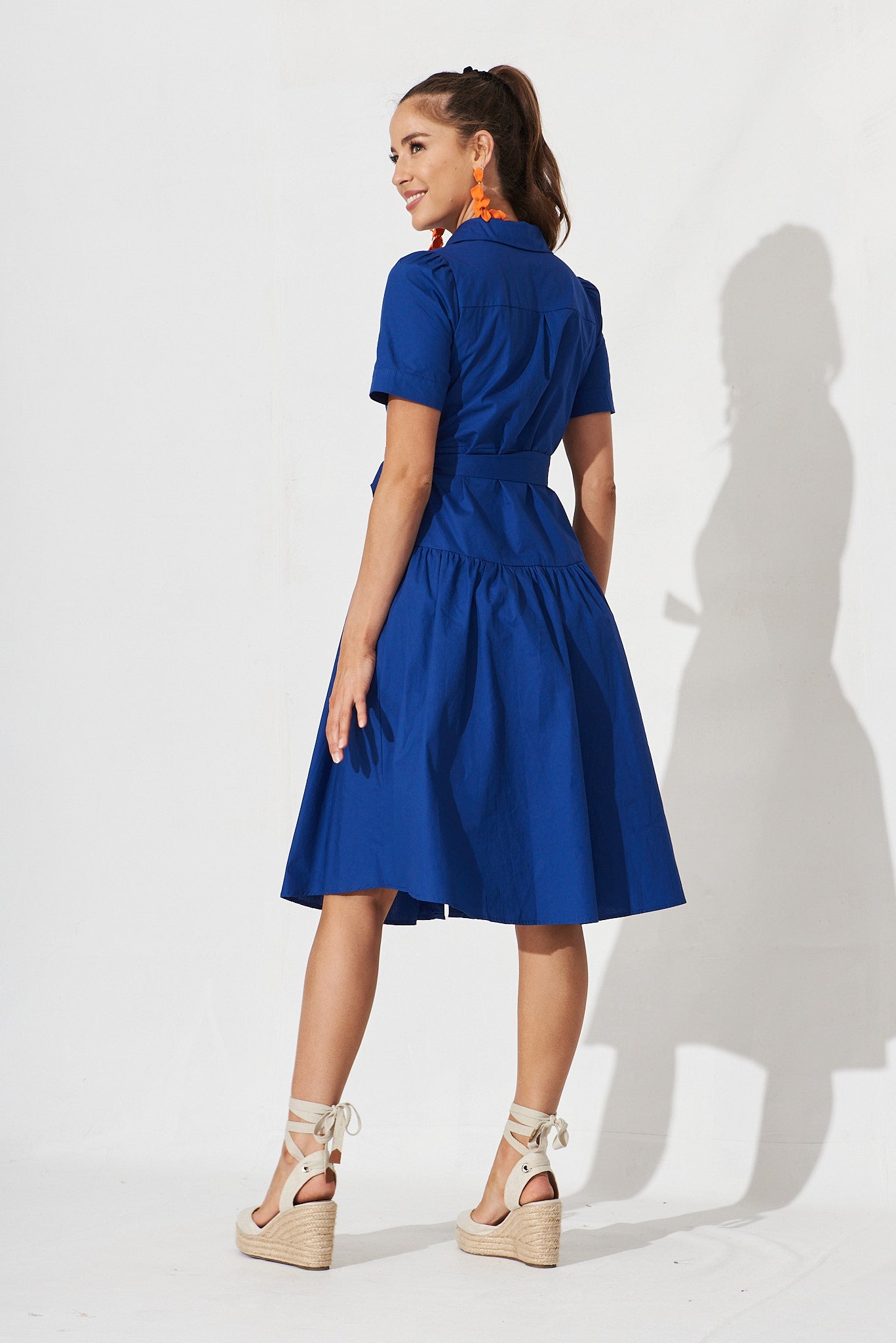 Annmarie Midi Shirt Dress In Royal Blue – St Frock