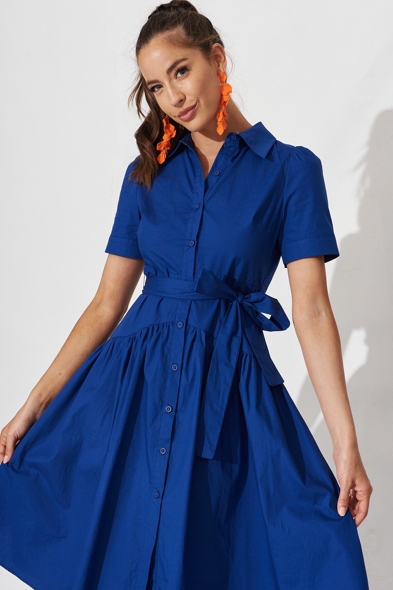 Annmarie Midi Shirt Dress In Royal Blue St Frock Annmarie Midi Shirt Dress In Royal Blue St Frock
