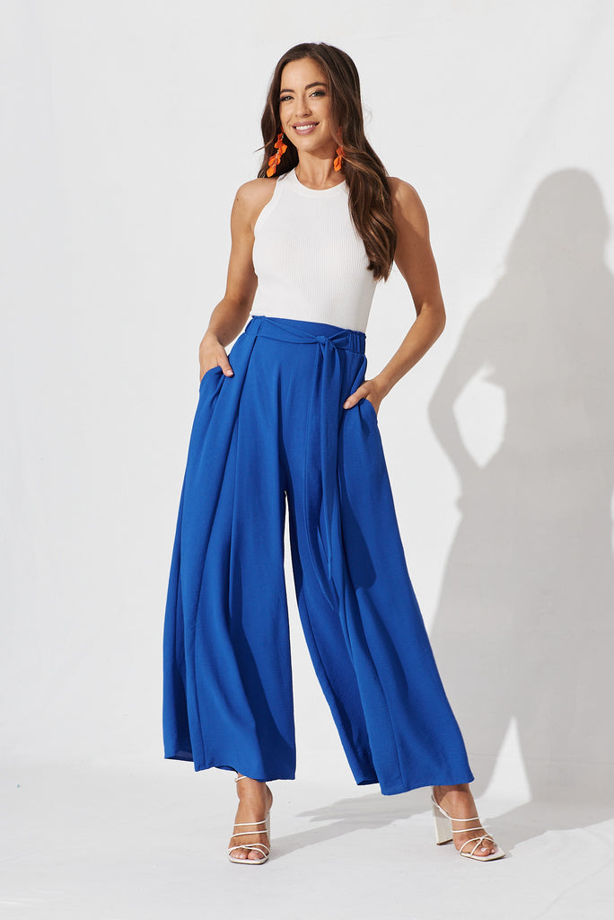 Page Pants In Cobalt Blue - full length