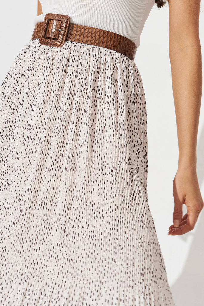 Brieanna Maxi Skirt In Cream With Black Spot Chiffon - detail
