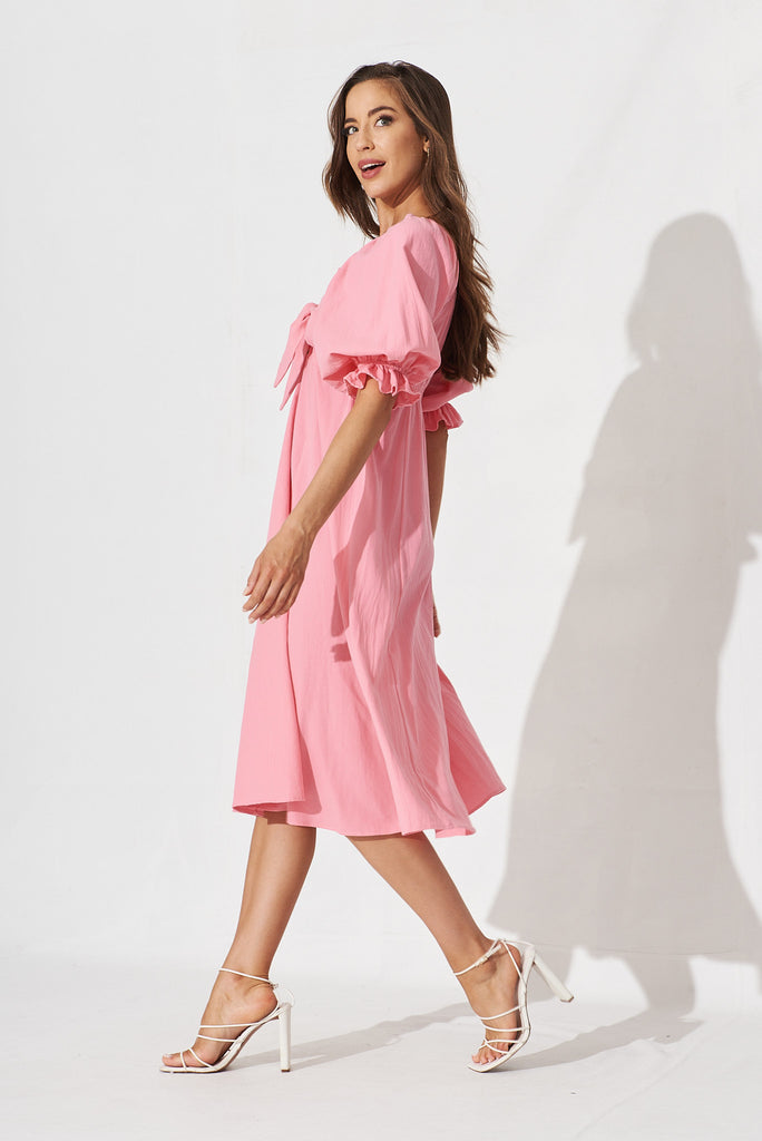 Ruthie Midi Dress In Pink Cotton - side