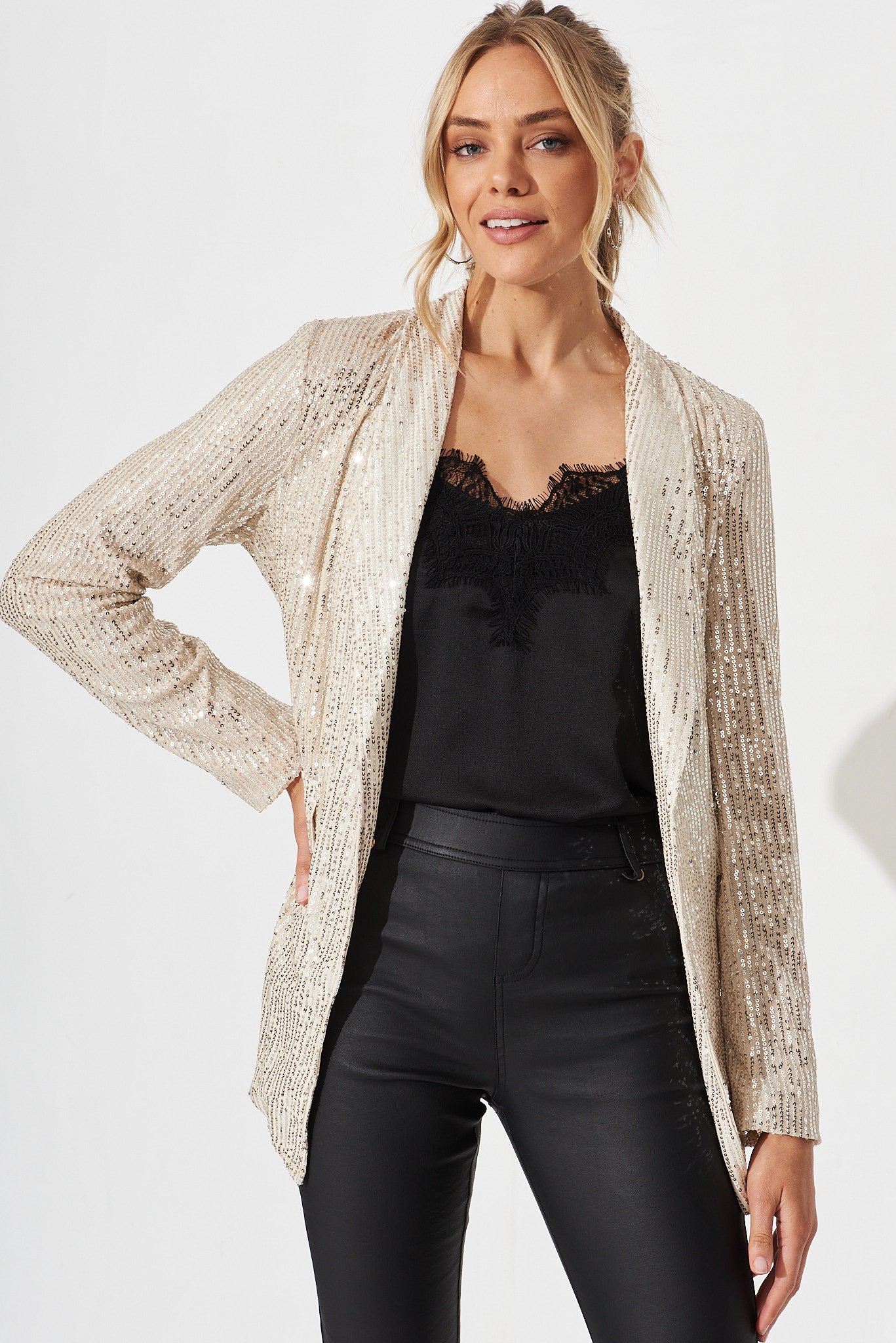 Jackie Blazer In Pale Gold Sequin St Frock