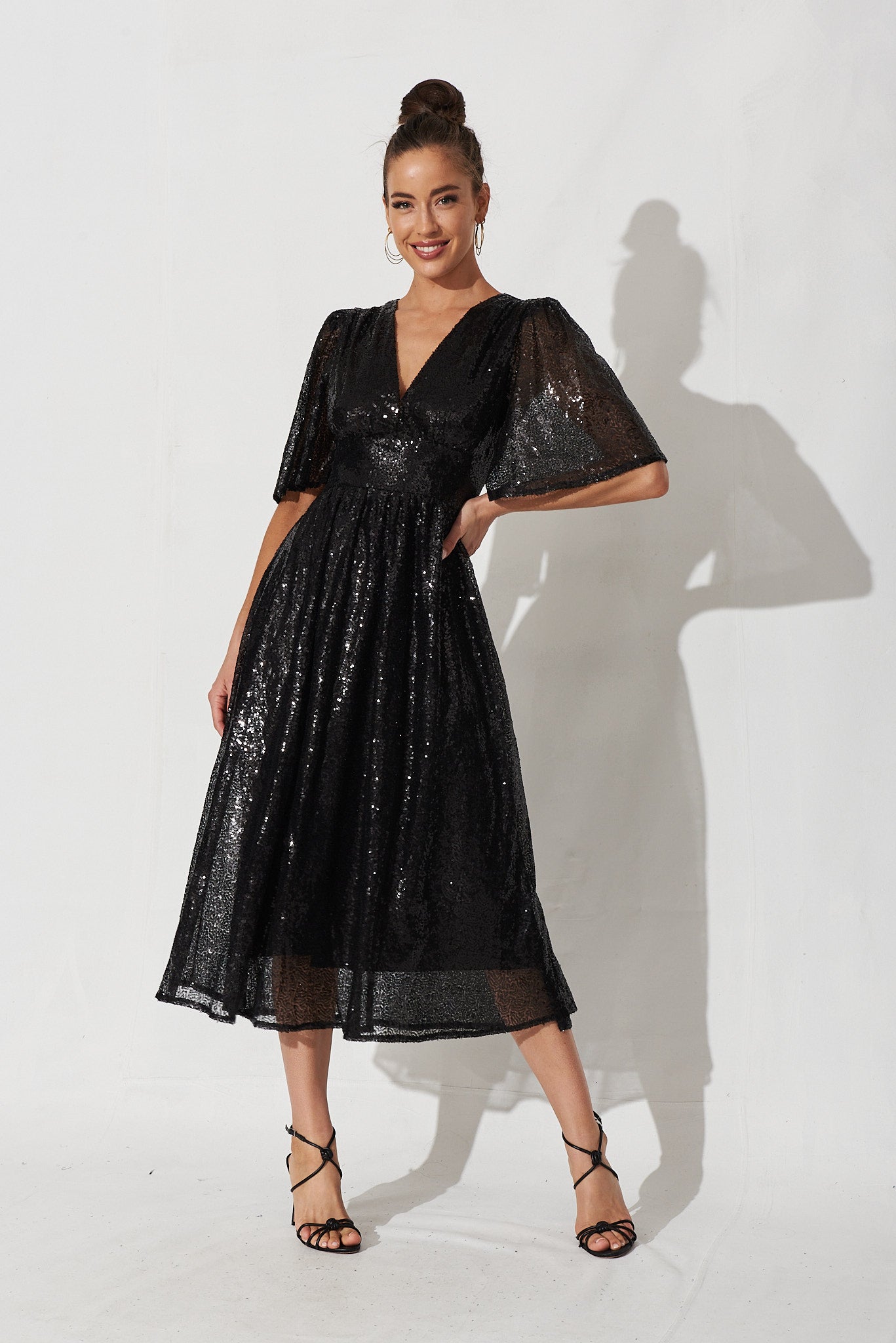 Livorno Midi Dress In Black Sequin St Frock Livorno Midi Dress In Black Sequin St Frock