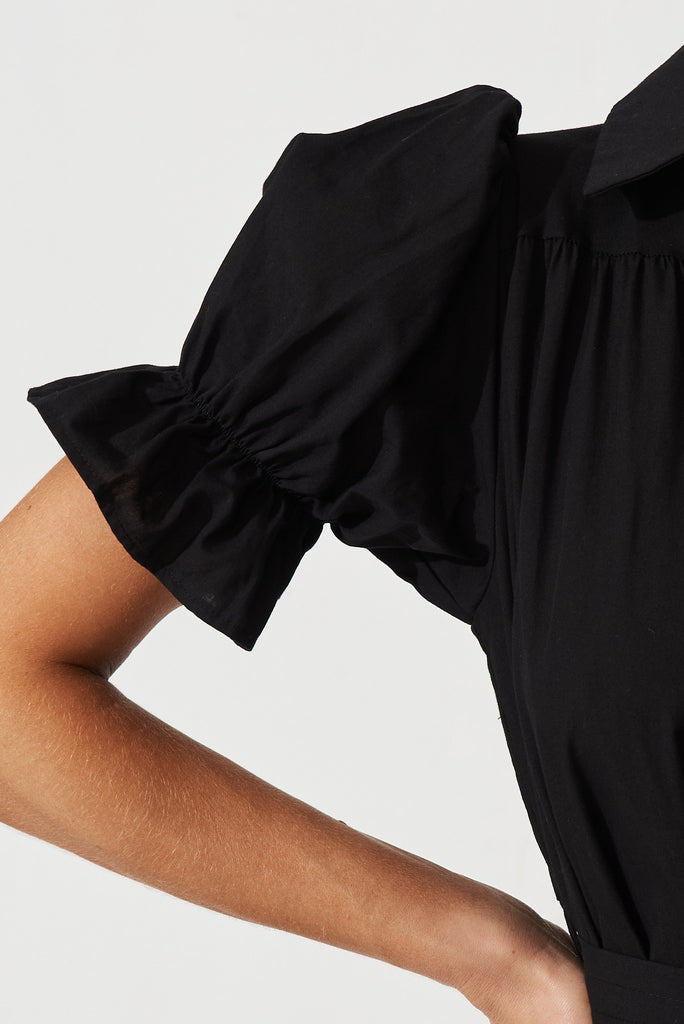 Sicilly Midi Shirt Dress In Black - detail