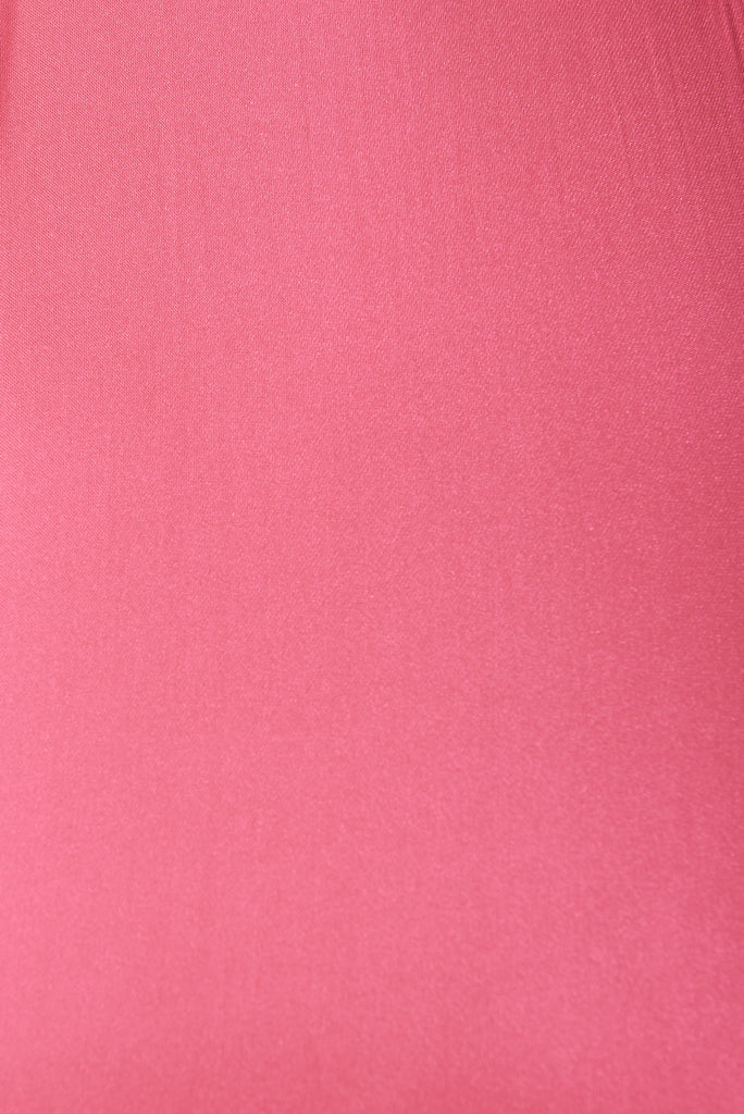 Fenwick Midi Dress In Pink Satin - fabric