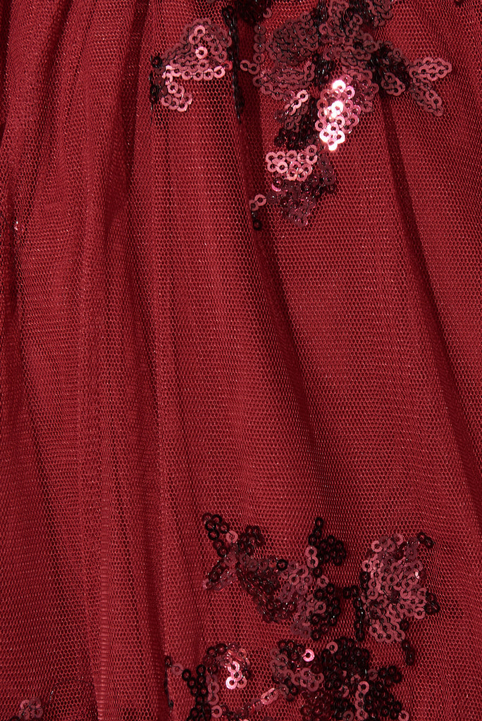 Iconic Sequin Dress In Wine - fabric